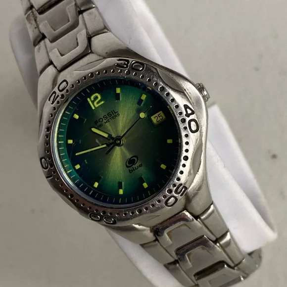 Fossil Blue Watch Blue Green Dial Silver Tone - Picture 6 of 11